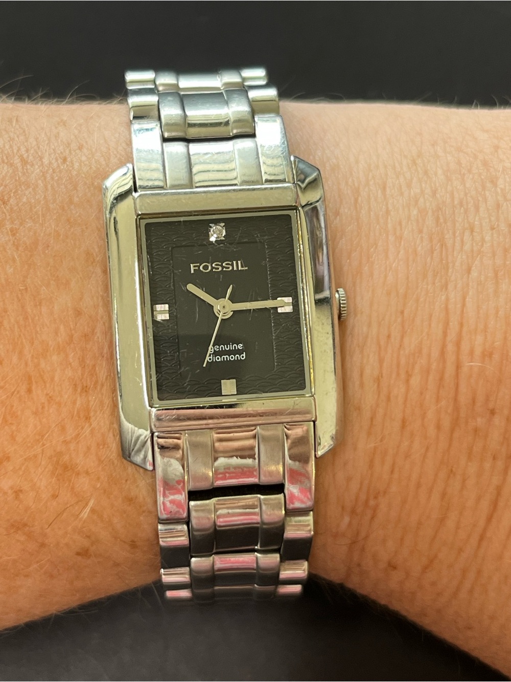 Fossil Stainless Steel Black with genuine diamond Dial Women's Watch